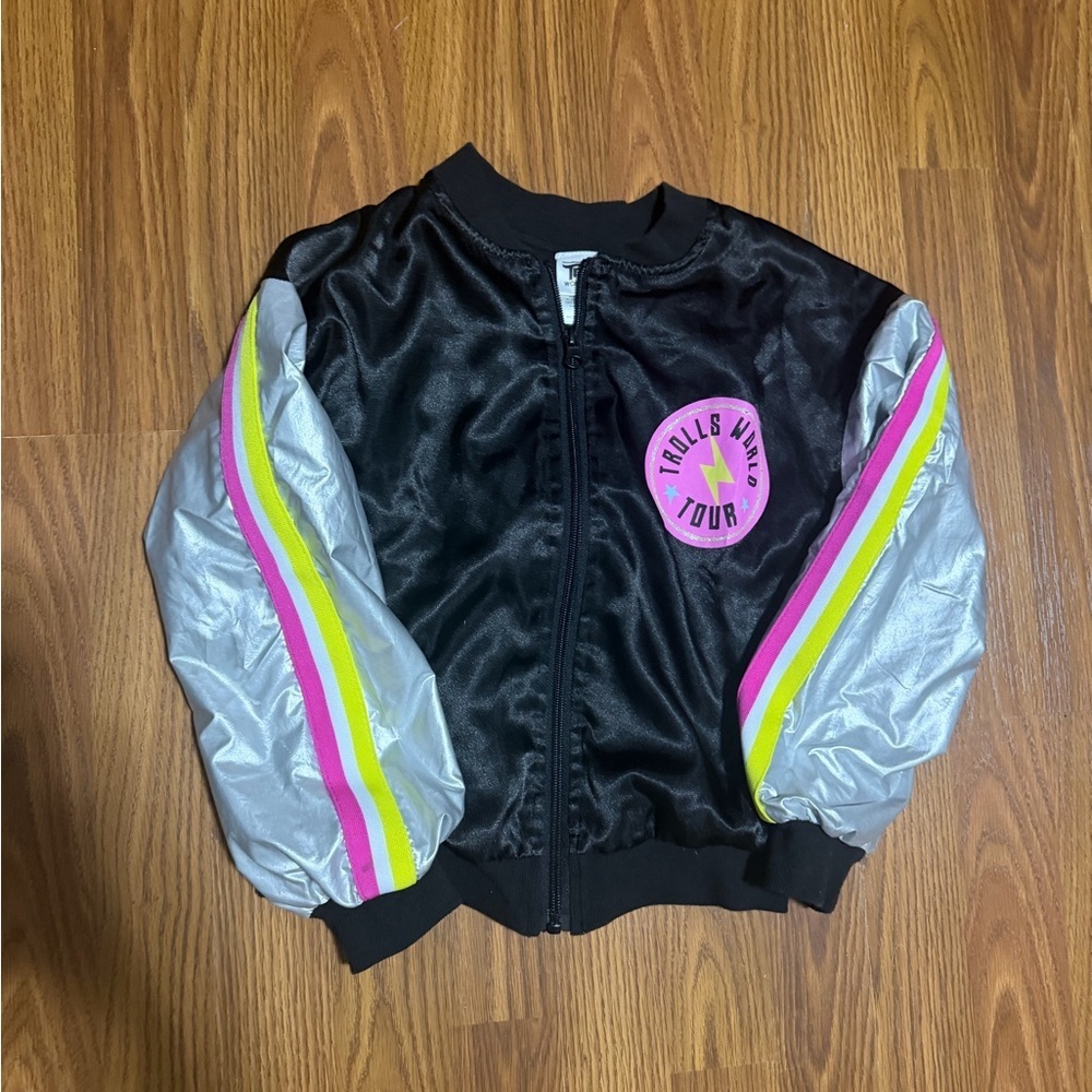 DreamWorks Trolls World Tour girls' metallic bomber jacket size 7/8 - Picture 2 of 7